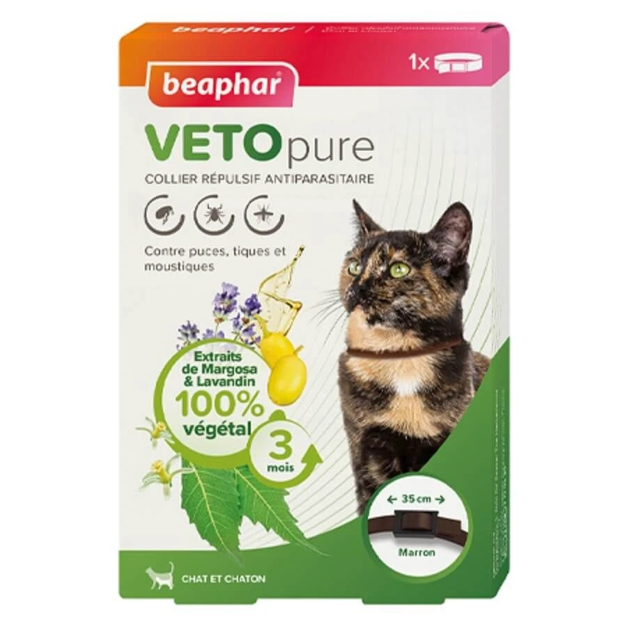 Beaphar VETOpure Chat Collier Répulsif Antiparasitaire Marron 3 Beaphar VETOpure Chat Collier Répulsif Antiparasitaire Marron