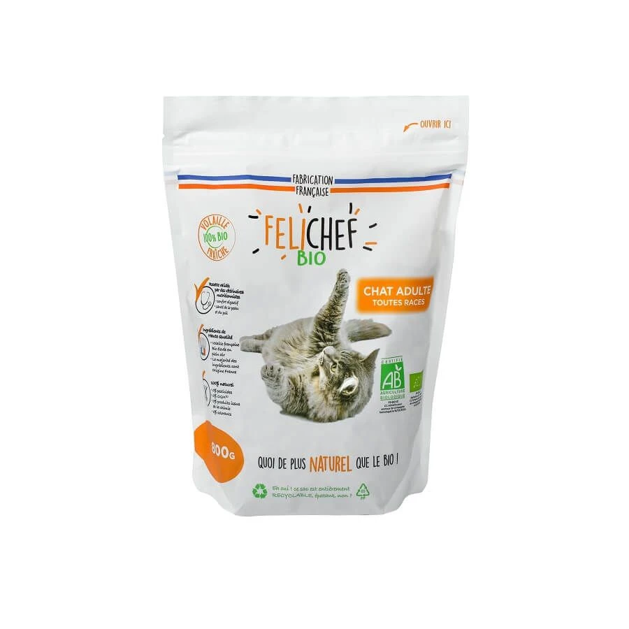 Felichef Croquettes BIO Chat Adulte Volaille 800 G 4 Felichef Croquettes BIO Chat Adulte Volaille 800 G – Image 2